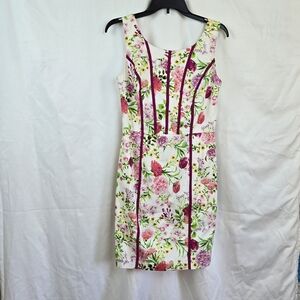 Review Women's Preppy‎ White Pink Floral Sleeveless Career Summer Dress Sz 10
